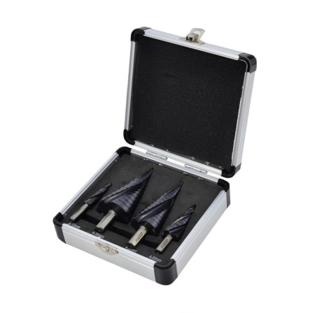 AWTOOLS WIERTŁO STOPNIOWE SPIRALNE M2-TiAlN / Kpl. 4 szt. / 4-12mm / 4-20mm / 4-32mm / 4-39mm /BL AWTOOLS