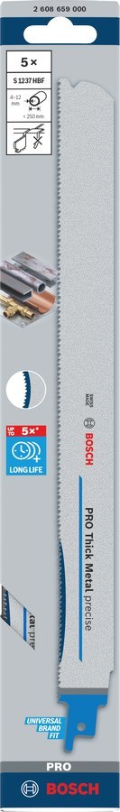 BOSCH BRZESZCZOT DO PIŁY SZABLASTEJ PRO THICK METAL PRECISE S1237HBF 1,1 x 25 x 300mm /5szt. BOSCH