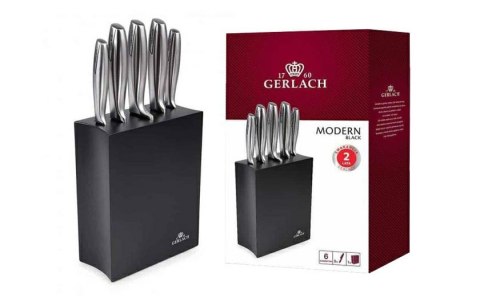 GERLACH.ZESTAW NOŻY W BLOKU 5szt. MODERN CZARNY %%% GERLACH