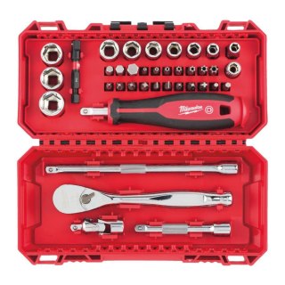 MILWAUKEE ZESTAW NASADEK 1/4" Z GRZECHOTKĄ 38szt. MILWAUKEE
