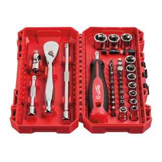 MILWAUKEE ZESTAW NASADEK 1/4" Z GRZECHOTKĄ 38szt. MILWAUKEE
