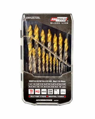 AWTOOLS WIERTŁO DO METALU M2 HSS-TiN KPL.19szt. /1.5-10mm / BLACK LINE AWTOOLS