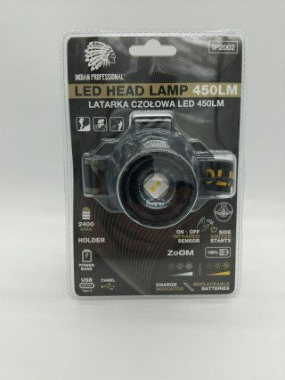 LATARKA LED HEAD LAMP CZOŁOWA 450LM POWER BANK 2400mAh PREMIUM /INDIAN PROFESSIONAL INDIAN PROFESSIONAL
