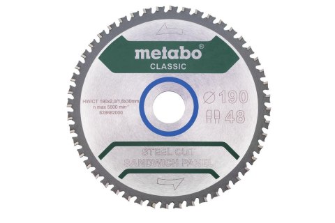 METABO PIŁA TARCZOWA FZ/FA 190x30x48z STEEL CUT/SANDWICH PANEL CLASSIC METABO