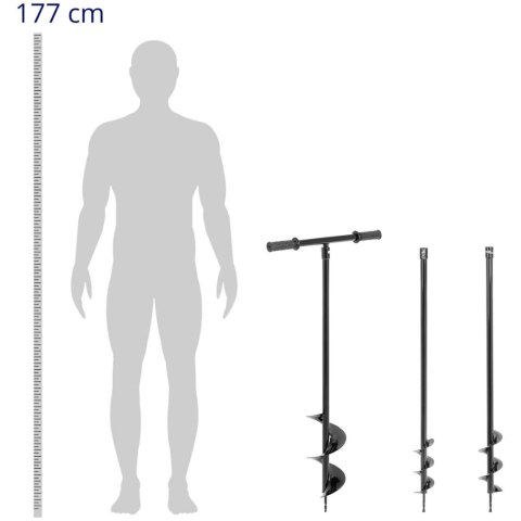 Wiertnica świder ręczny do ziemi 3 wiertła śr. 80 mm 100 mm 150 mm gł. do 100 cm Wiertnica świder ręczny do ziemi 3 wiertła śr. 80 mm 100 mm 150 mm gł. do 100 cm