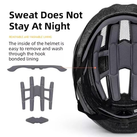 Kask rowerowy MTB z wbudowanymi diodami LED USB czerwone światło czarny Kask rowerowy MTB z wbudowanymi diodami LED USB czerwone światło czarny