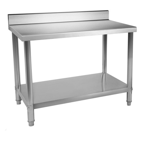 Stół do kuchni blat roboczy ze stali nierdzewnej z rantem i dolną półką 120x60cm Stół do kuchni blat roboczy ze stali nierdzewnej z rantem i dolną półką 120x60cm