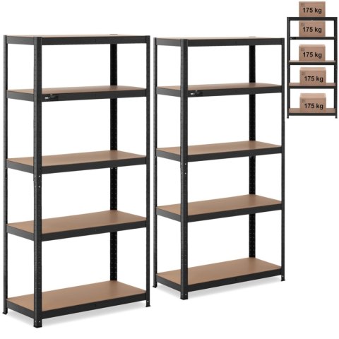 Regał magazynowy metalowy 5 półek 875 kg 90 x 40 x 180 cm szaroniebieski 2 szt. Regał magazynowy metalowy 5 półek 875 kg 90 x 40 x 180 cm szaroniebieski 2 szt.