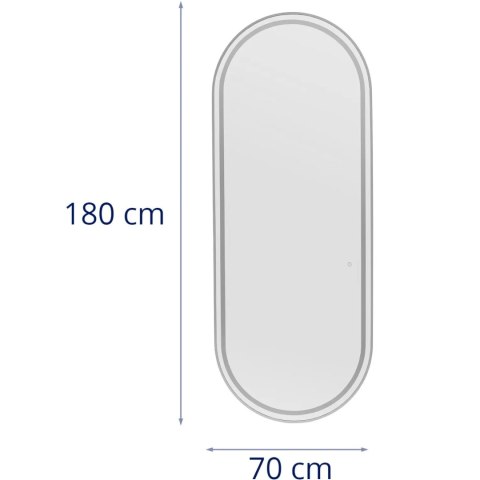 Konsola konsoleta fryzjerska lustro z oświetleniem LED owalne 180 x 70 cm - srebrne Konsola konsoleta fryzjerska lustro z oświetleniem LED owalne 180 x 70 cm - srebrne