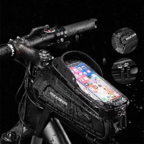 Sakwa rowerowa na ramę pancerna z kieszonką na telefon nawigację 1.7l + pokrowiec - czarna