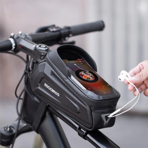 Sakwa rowerowa na ramę pancerna z kieszonką na telefon nawigację 1.7l + pokrowiec - czarna