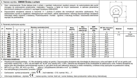 ŚRUBA Z UCHEM OCYNKOWANY DIN580 8*1.25MM UN ŚRUBA Z UCHEM OCYNKOWANY DIN580 8*1.25MM UN