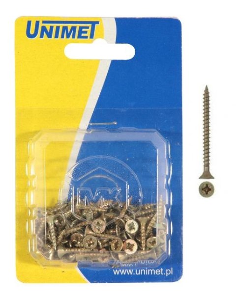 WKRĘT DO DREWNA OCYNK ZÓŁTY 4.0*45MM OP-50SZT UN WKRĘT DO DREWNA OCYNK ZÓŁTY 4.0*45MM OP-50SZT UN