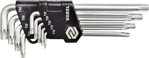 KLUCZE TORX KOMPLET 9 SZTUK T15 - T55 CR-V VOREL KLUCZE TORX KOMPLET 9 SZTUK T15 - T55 CR-V VOREL