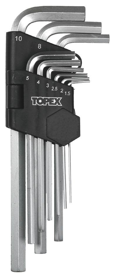 KOMPLET KLUCZY IMBUSOWY ''HEX'' TYP L 1,5-10MM DŁUGIE 9SZTUK TOPEX KOMPLET KLUCZY IMBUSOWY ''HEX'' TYP L 1,5-10MM DŁUGIE 9SZTUK TOPEX
