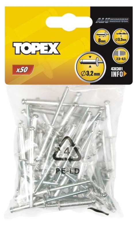 NITY ALUMINIOWE OP-50SZT 4.0*16MM TOPEX NITY ALUMINIOWE OP-50SZT 4.0*16MM TOPEX