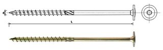 WKRĘT DO DREWNA Z KOŁNIERZEM NA TORX OCYNK ŻÓŁTY 8*400MM T40 UN
