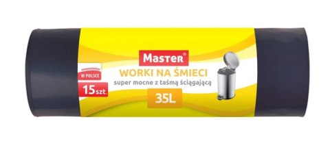 WORKI NA ODPADY HD 35L Z TAŚMĄ ŚCIĄGAJĄCĄ - SUPER MOCNE UN WORKI NA ODPADY HD 35L Z TAŚMĄ ŚCIĄGAJĄCĄ - SUPER MOCNE UN