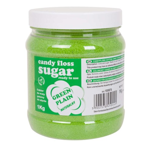 Kolorowy cukier do waty cukrowej zielony naturalny smak waty cukrowej 1kg Kolorowy cukier do waty cukrowej zielony naturalny smak waty cukrowej 1kg