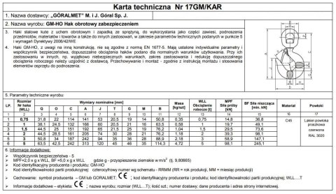 HAK Z ZABEZPIECZENIEM OBROTOWY 3000KG GM-HO UN HAK Z ZABEZPIECZENIEM OBROTOWY 3000KG GM-HO UN