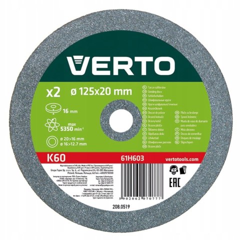 ŚCIERNICA CERAMICZNA KPL. 2 SZTUKI 125*20*16MM VERTO ŚCIERNICA CERAMICZNA KPL. 2 SZTUKI 125*20*16MM VERTO