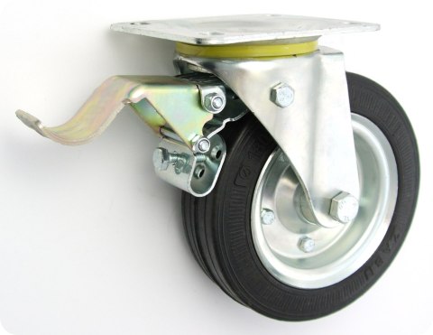 KOŁO METAL-GUMA 180MM OBUDOWA SKRĘTNA+HAMULEC 55H UN KOŁO METAL-GUMA 180MM OBUDOWA SKRĘTNA+HAMULEC 55H UN
