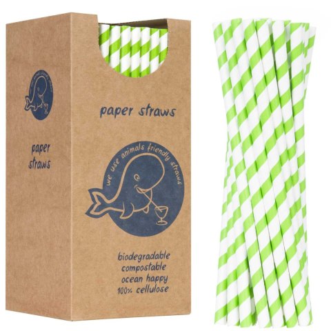 Słomki papierowe BIO ekologiczne PAPER STRAWS 6/205mm - biało-zielone 250szt. Słomki papierowe BIO ekologiczne PAPER STRAWS 6/205mm - biało-zielone 250szt.
