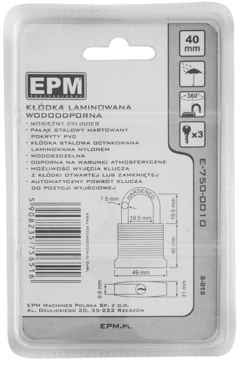 KŁÓDKA LAMINOWANA S-015 40MM EPM KŁÓDKA LAMINOWANA S-015 40MM EPM