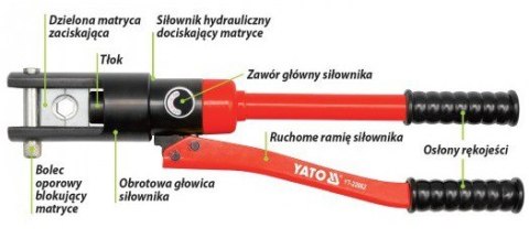 PRASKA HYDRAULICZNA, RĘCZNA DO ZACISKANIA KOŃCÓWEK 16-240MM2 YATO PRASKA HYDRAULICZNA, RĘCZNA DO ZACISKANIA KOŃCÓWEK 16-240MM2 YATO