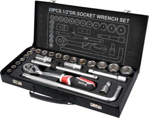 ZESTAW NARZĘDZIOWY 25 CZĘŚCI 1/2'' YATO ZESTAW NARZĘDZIOWY 25 CZĘŚCI 1/2'' YATO