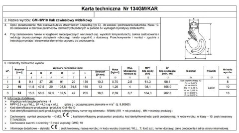 HAK ZAWIESIOWY SWORZNIOWY Z ZABEZPIECZENIEM G10 10MM WLL UN HAK ZAWIESIOWY SWORZNIOWY Z ZABEZPIECZENIEM G10 10MM WLL UN